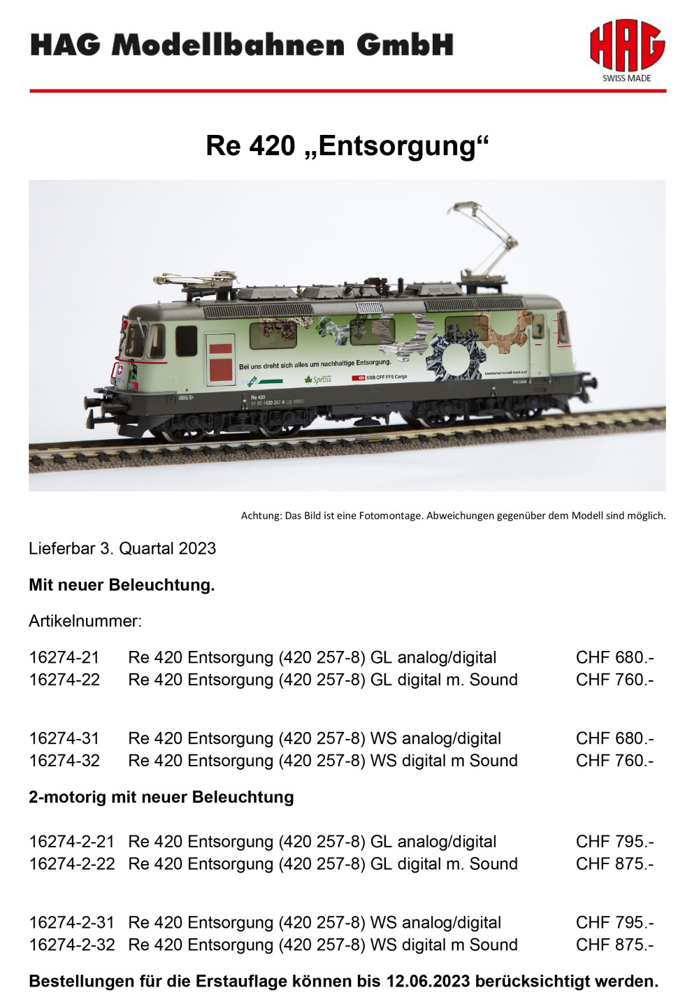 HAG - SBB Cargo - Re 420 "Entsorgung"