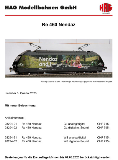 SBB CFF FFS - Re 460 "Nendaz" - HAG
