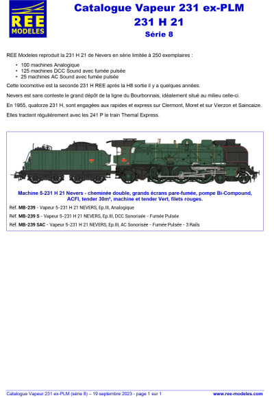 231 H 21 steam locomotive - Rails Europ Express