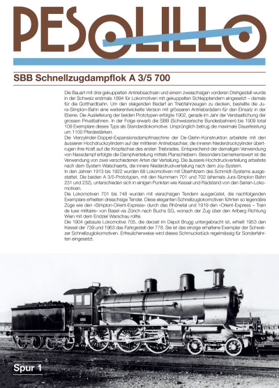 SBB A 3/5 700 steam locomotive - PESOLILLO