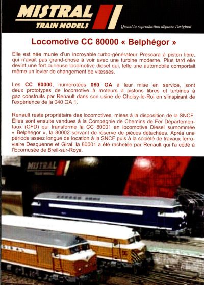 CC 80000 'Belphegor' diesel locomotive - Mistral Train Models