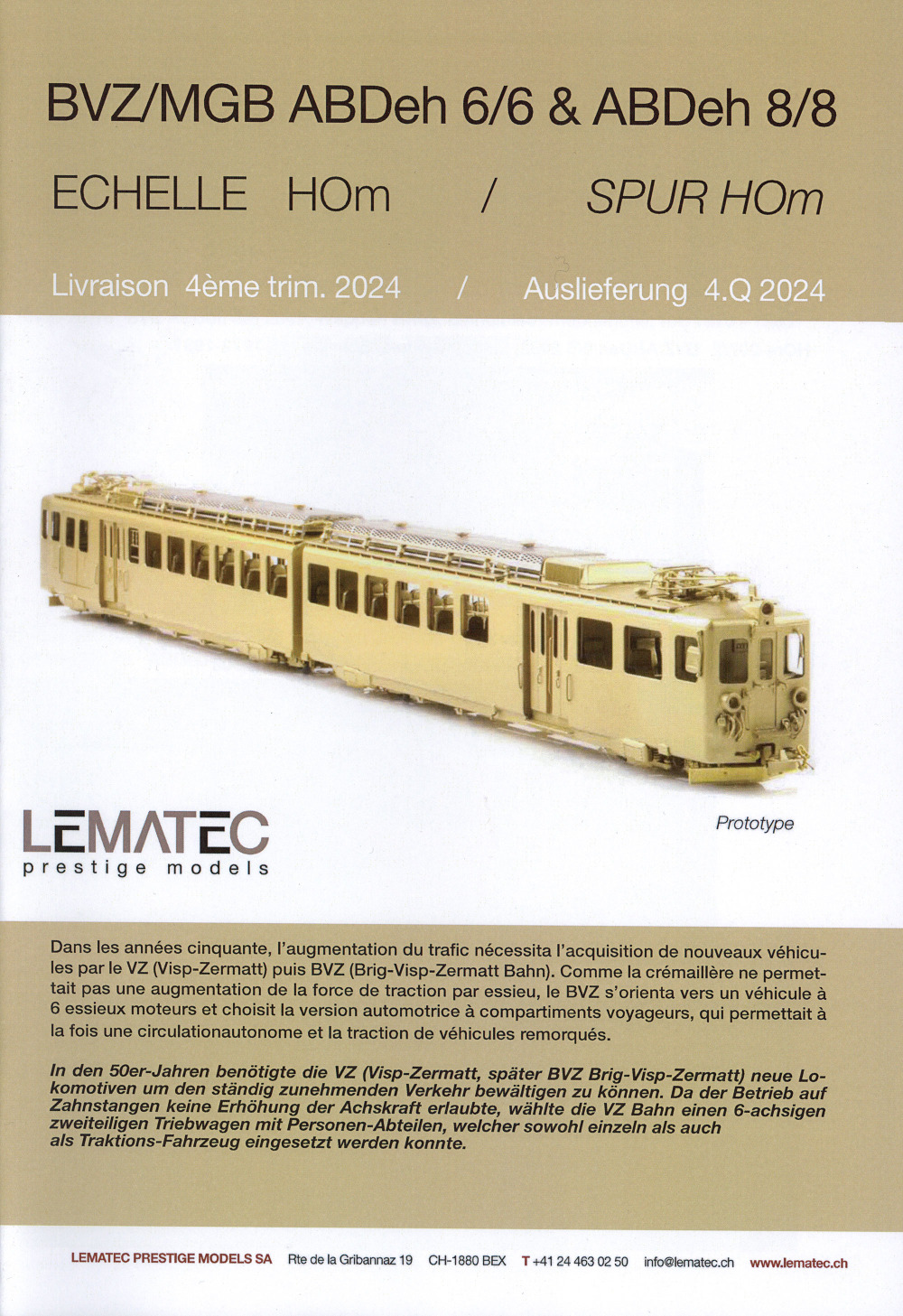 Lematec - BVZ/MGB ABDeh 6/6 & ABDeh 8/8 electric railcars