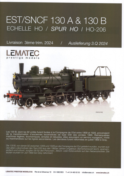 EST / SNCF - 130 A & 130 B steam locomotive - Lematec