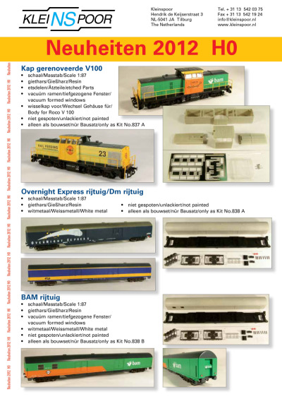 Novelties 2012 - Kleinspoor