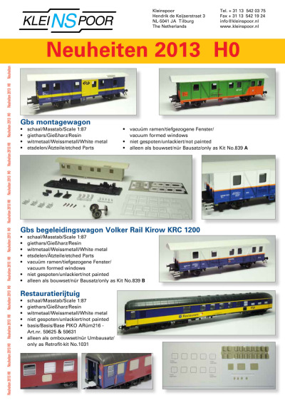 Novelties 2013 - Kleinspoor