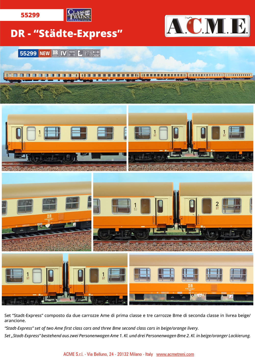 ACME - Anonima Costruzioni Modellistiche Esatte - DR - "Städte-Express" passenger coaches set