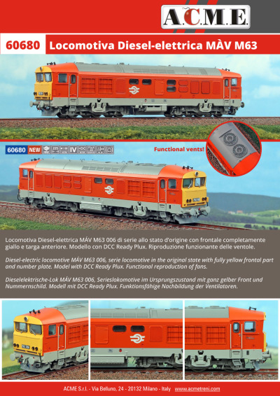MAV - M63 diesel locomotive - ACME - Anonima Costruzioni Modellistiche Esatte