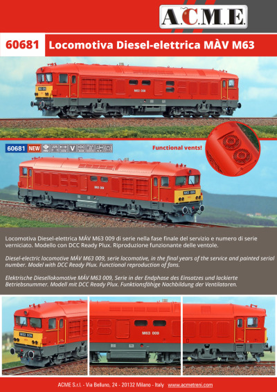 MAV - M63 diesel locomotive - ACME - Anonima Costruzioni Modellistiche Esatte