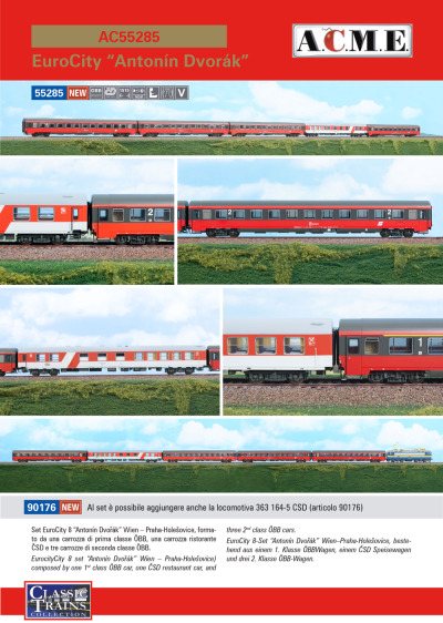EurocityCity 8 “Antonín Dvorák” (Wien - Praha-Holešovice) set - ACME - Anonima Costruzioni Modellistiche Esatte