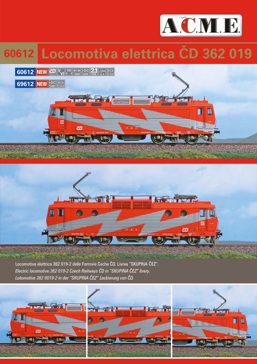 ACME - Anonima Costruzioni Modellistiche Esatte - ČD - 362 019-2 electric locomotive in “SKUPINA ČEZ” livery