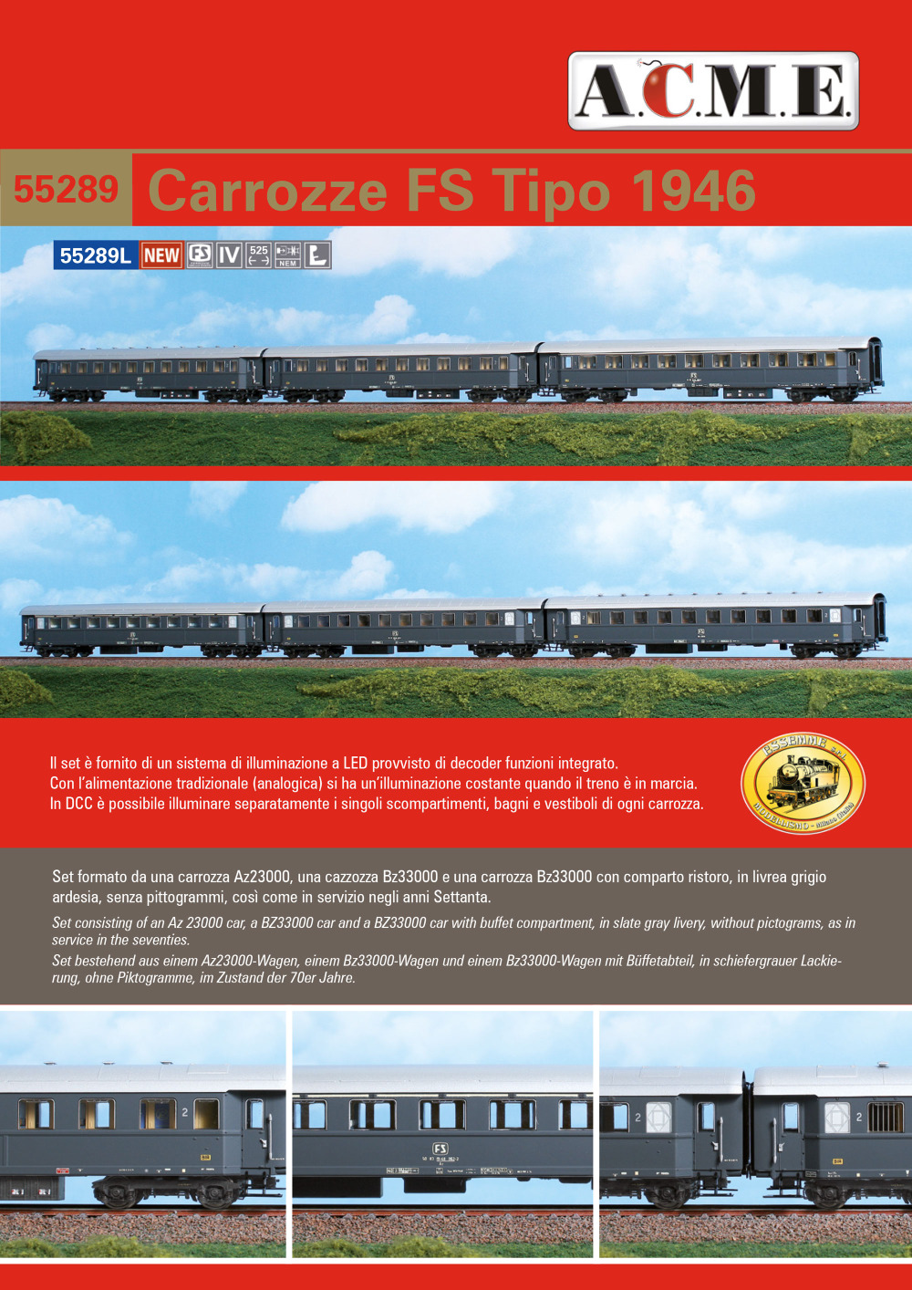 ACME - Anonima Costruzioni Modellistiche Esatte - FS - Az 23000 & Bz 33000 passenger coaches