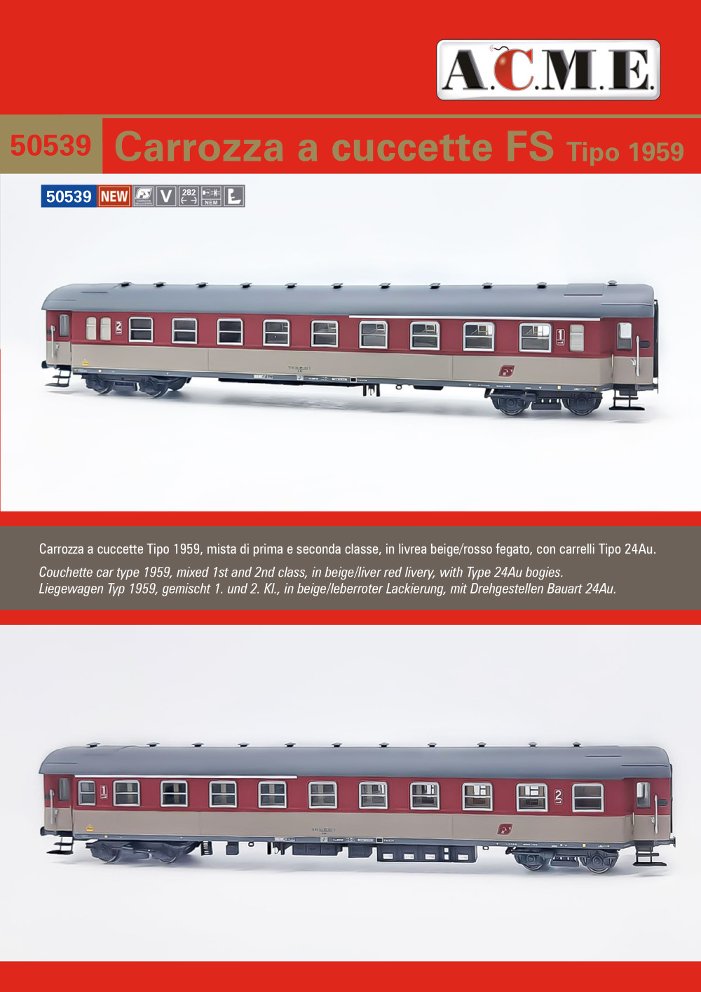 ACME - Anonima Costruzioni Modellistiche Esatte - FS - Type 1959 1st class / 2nd couchette coach