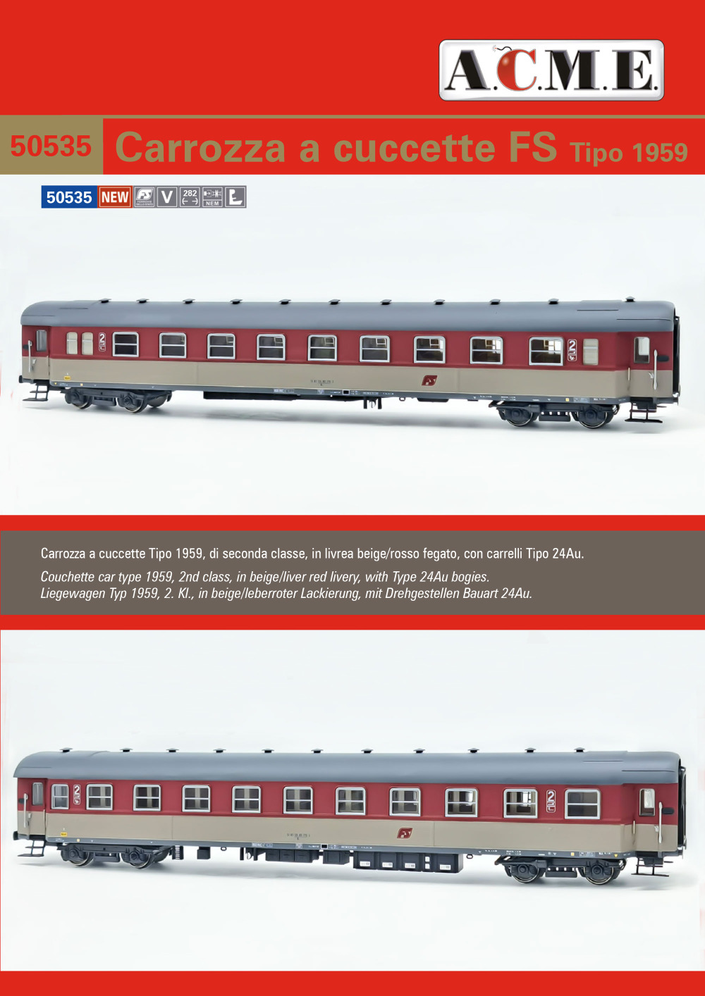 ACME - Anonima Costruzioni Modellistiche Esatte - FS - Type 1959 2nd class passenger coach