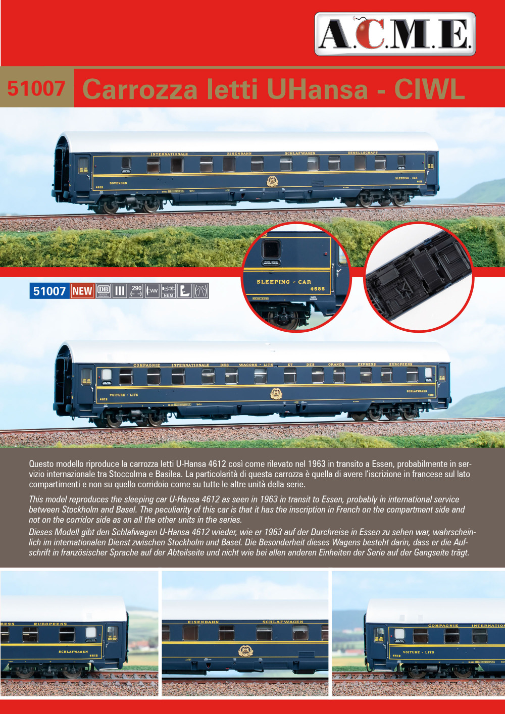 ACME - Anonima Costruzioni Modellistiche Esatte - DB / CIWL - UHansa sleeping car