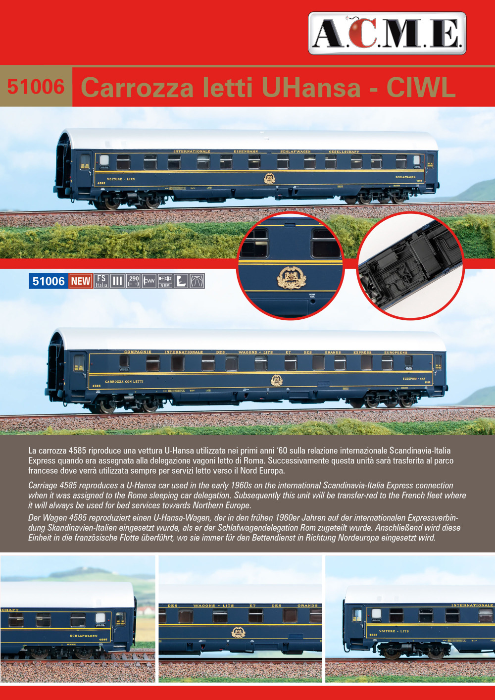 ACME - Anonima Costruzioni Modellistiche Esatte - FS / CIWL - UHansa sleeping car