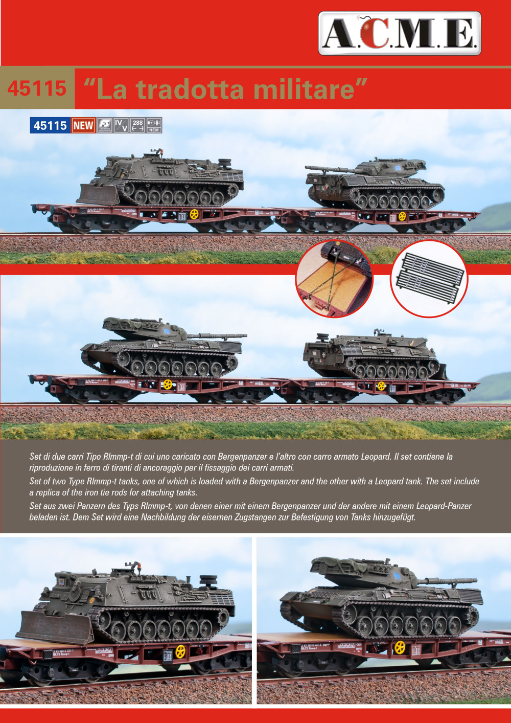 ACME - Anonima Costruzioni Modellistiche Esatte - FS - Rlmmp-t freight wagons