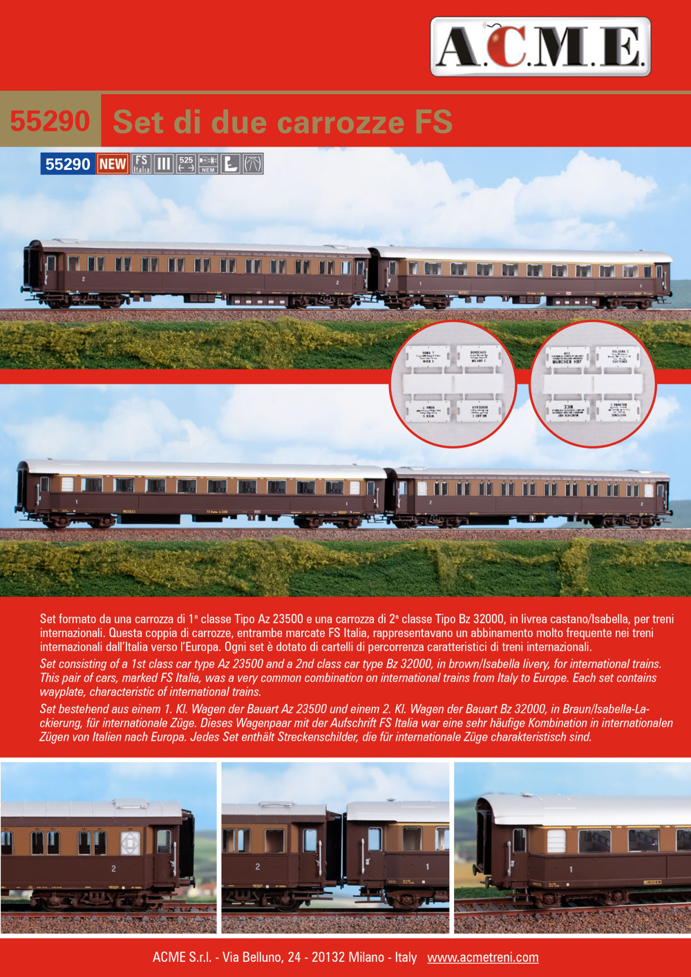 ACME - Anonima Costruzioni Modellistiche Esatte - FS - Az 23500 & Bz 32000 passenger coaches