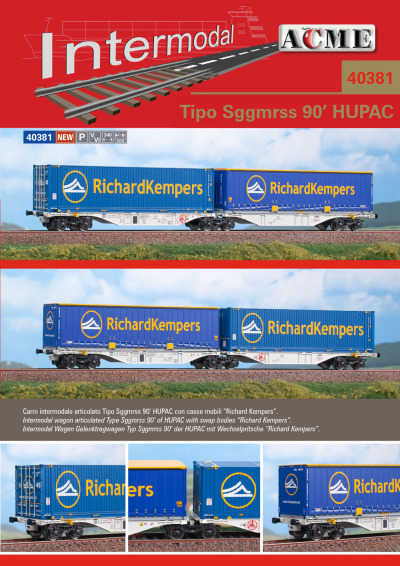 HUPAC - Sggmrss 90’ freight wagons w. "Richard Kempers" load - ACME - Anonima Costruzioni Modellistiche Esatte