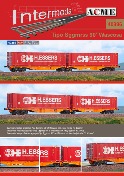 Wascosa - Sggmrss 90' freight wagons w. "H. Essers" load - ACME - Anonima Costruzioni Modellistiche Esatte