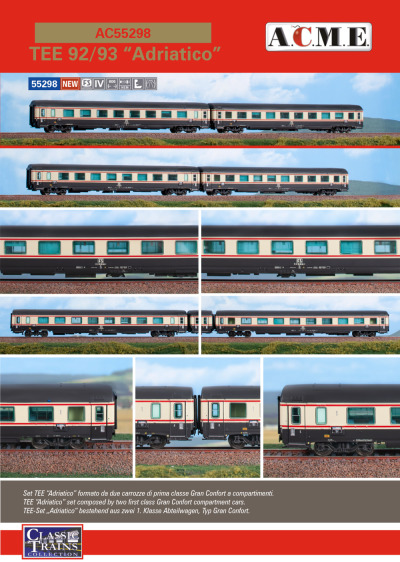 FS - TEE "Adriatico" Gran Confort passenger coaches - ACME - Anonima Costruzioni Modellistiche Esatte