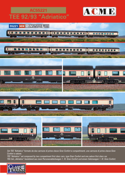 FS - TEE "Adriatico" Gran Confort passenger coaches - ACME - Anonima Costruzioni Modellistiche Esatte