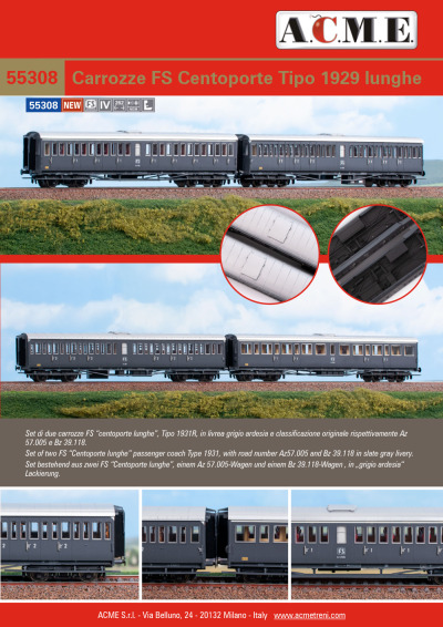 FS - Type 1931 'Centoporte lunghe' passenger coaches - ACME - Anonima Costruzioni Modellistiche Esatte
