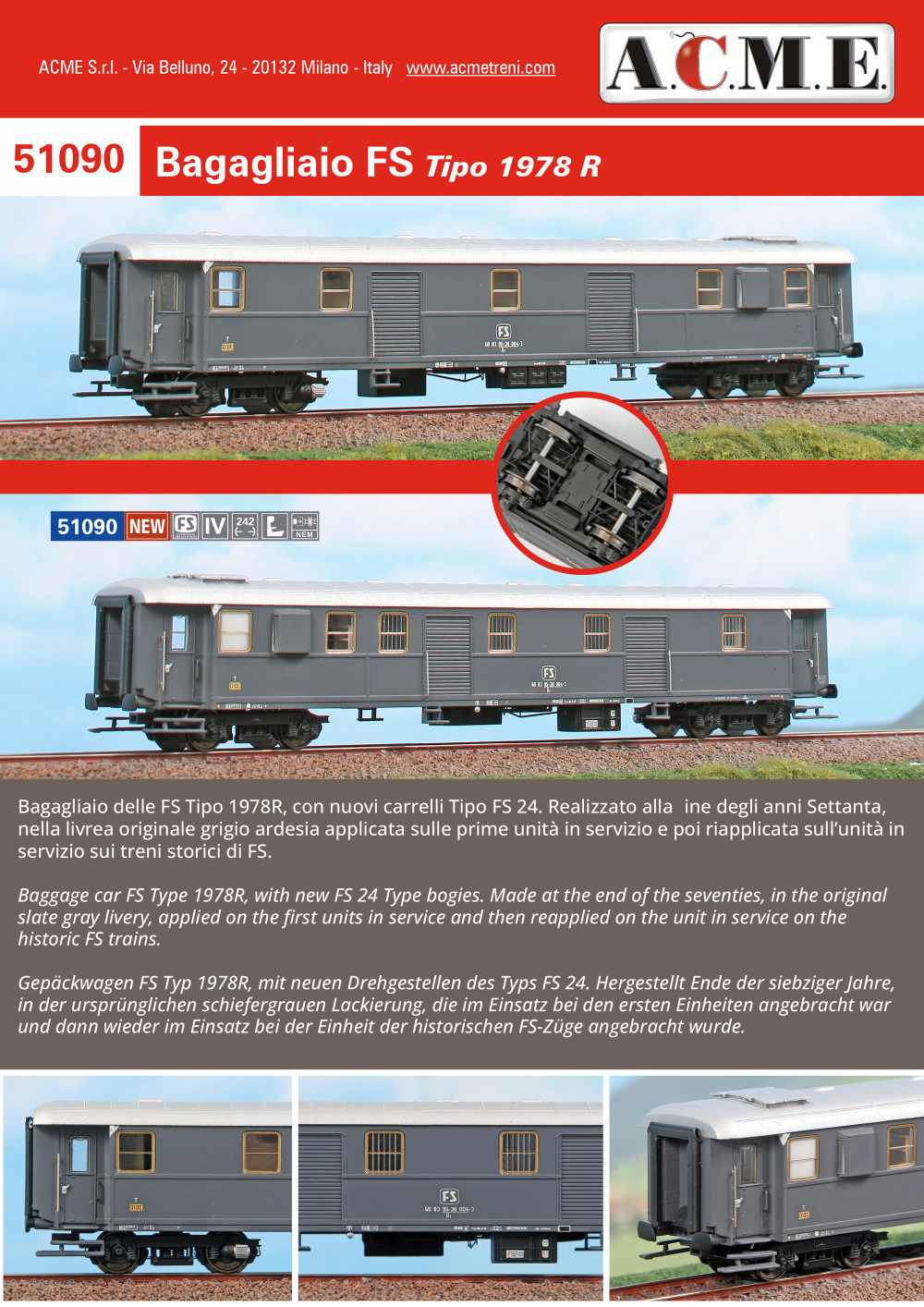 ACME - Anonima Costruzioni Modellistiche Esatte - FS - Type 1978R baggage car