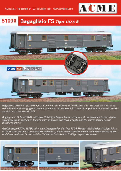 FS - Type 1978R baggage car - ACME - Anonima Costruzioni Modellistiche Esatte