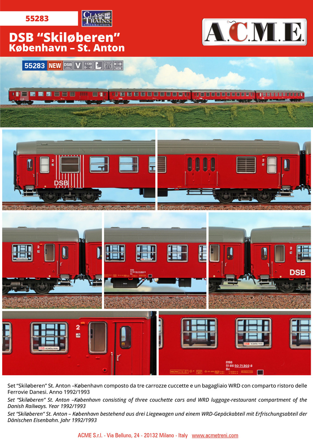 ACME - Anonima Costruzioni Modellistiche Esatte - DSB - "Skiløberen" (St. Anton - København) set