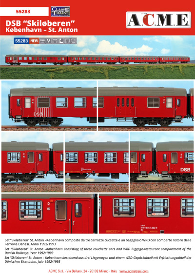 DSB - "Skiløberen" (St. Anton - København) set - ACME - Anonima Costruzioni Modellistiche Esatte