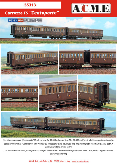 FS - Bz 39.000 & ABz 67.500 "Centoporte" passenger coaches - ACME - Anonima Costruzioni Modellistiche Esatte