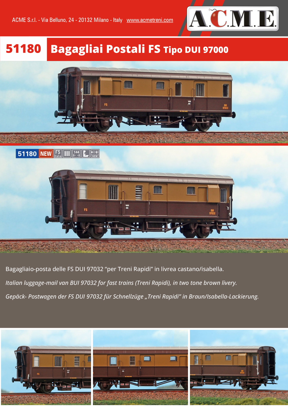 ACME - Anonima Costruzioni Modellistiche Esatte - Treni Rapidi - BUI 97032  luggage-mail van