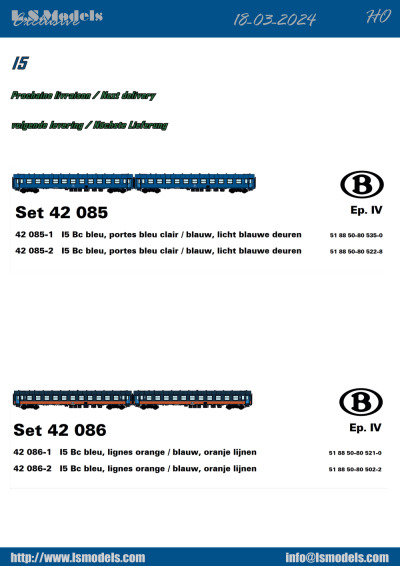 SNCB NMBS - I5 passenger coaches - LS Models