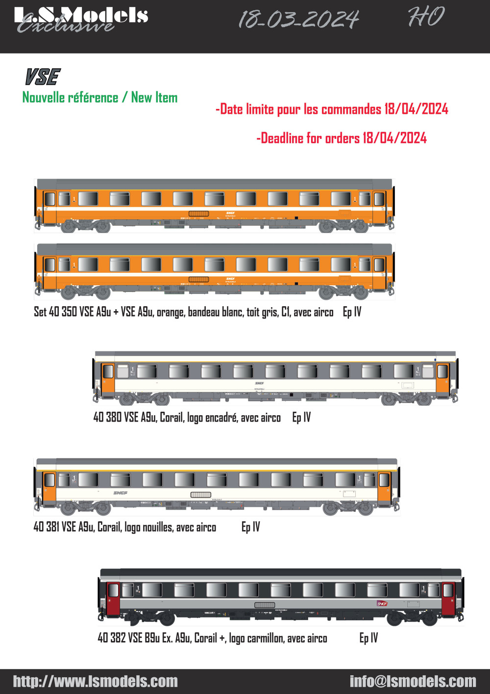 LS Models - SNCF - VSE passenger coaches
