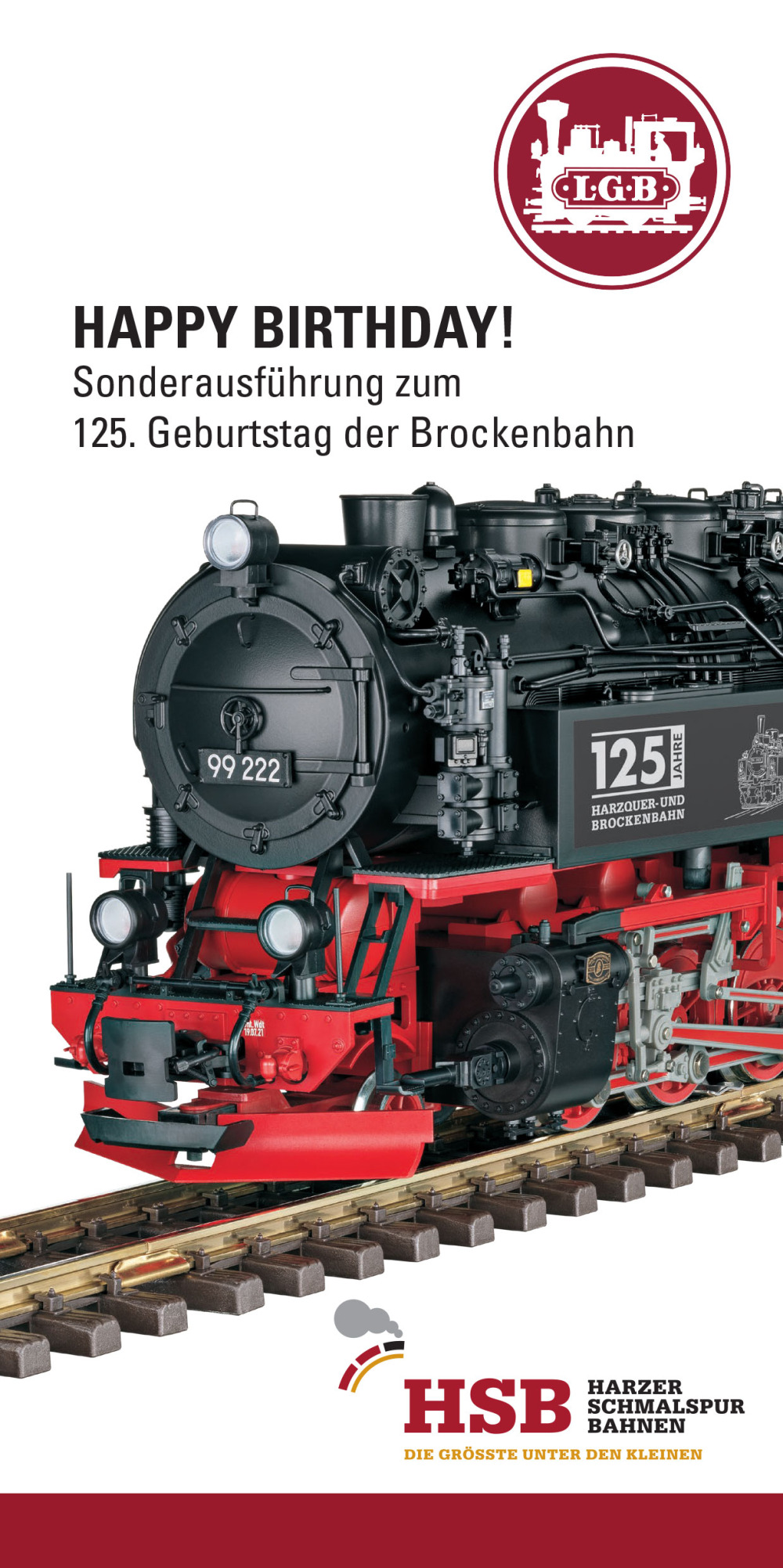 LGB - Sonderausführung zum 125. Geburtstag der Brockenbahn: Dampflokomotive Baureihe 99.22
