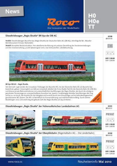 Neuheiteninfo Mai 2010 - Roco