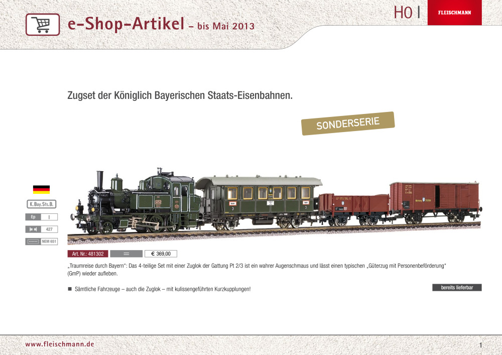 Fleischmann - e-Shop-Artikel - bis Mai 2013