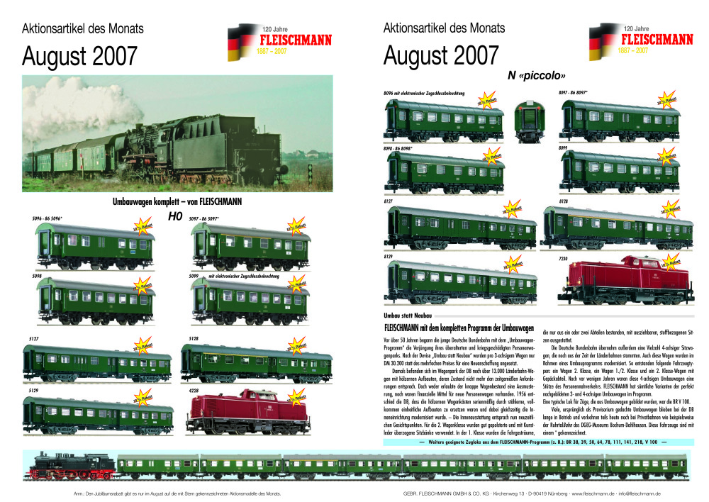 Fleischmann - Aktionsartikel des Monats August 2007