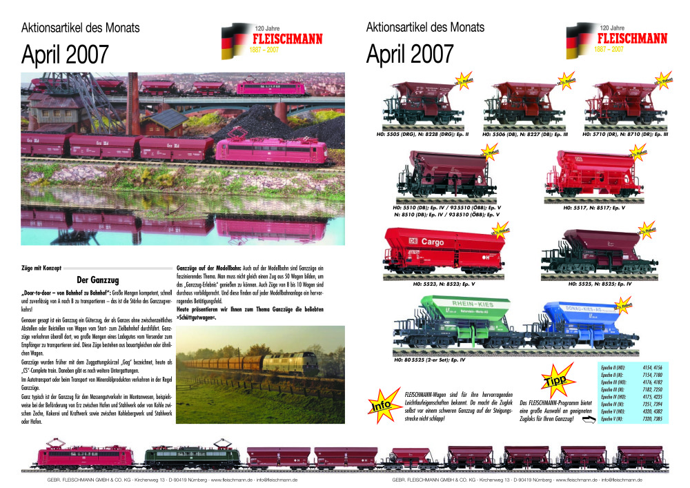 Fleischmann - Aktionsartikel des Monats April 2007