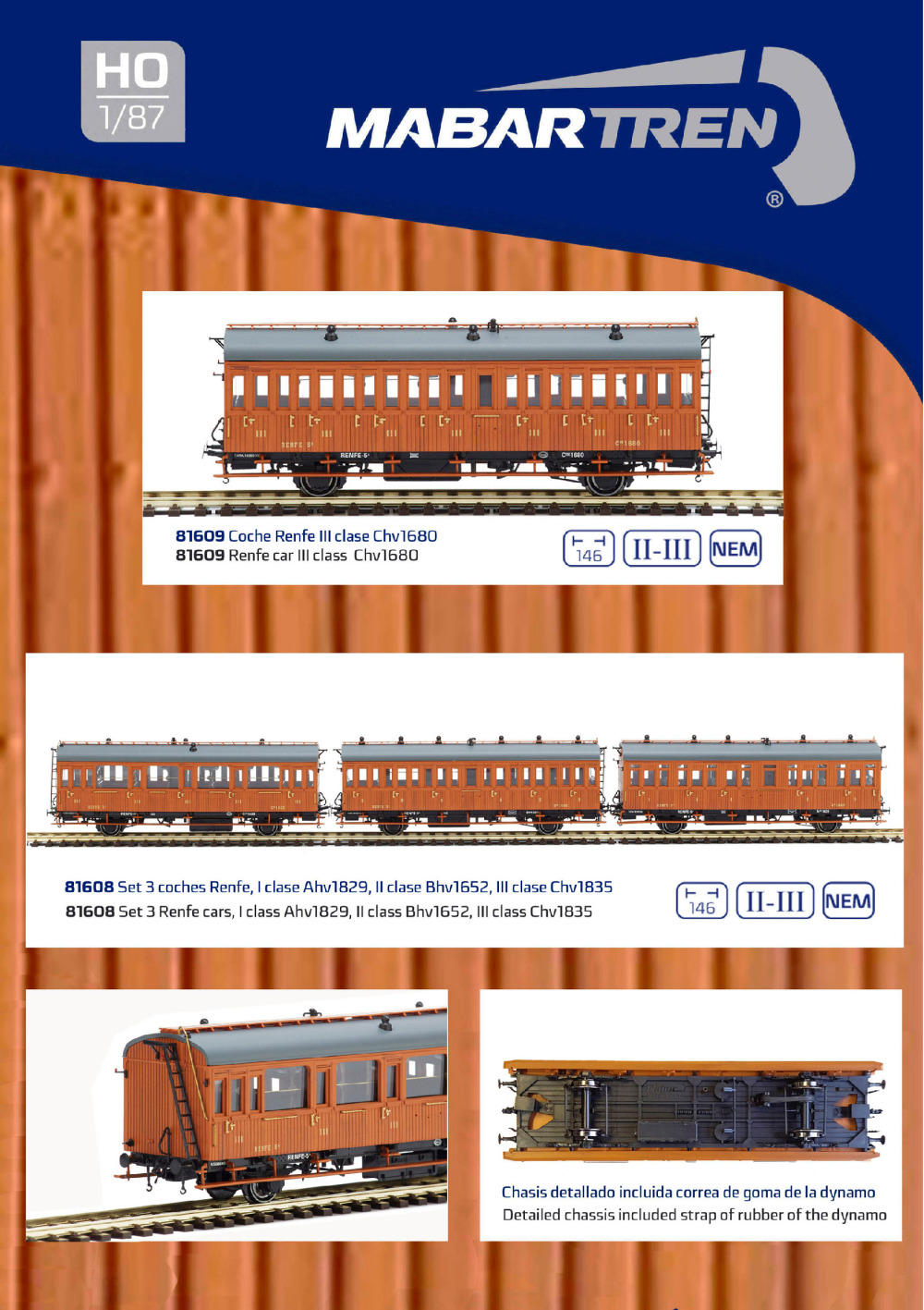 Mabar Tren - Coches de madera RENFE