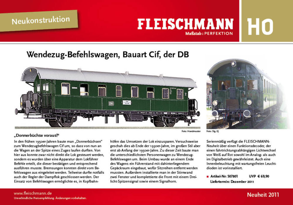 Fleischmann - Wendezug-Befehlswagen, Bauart Cif, der DB