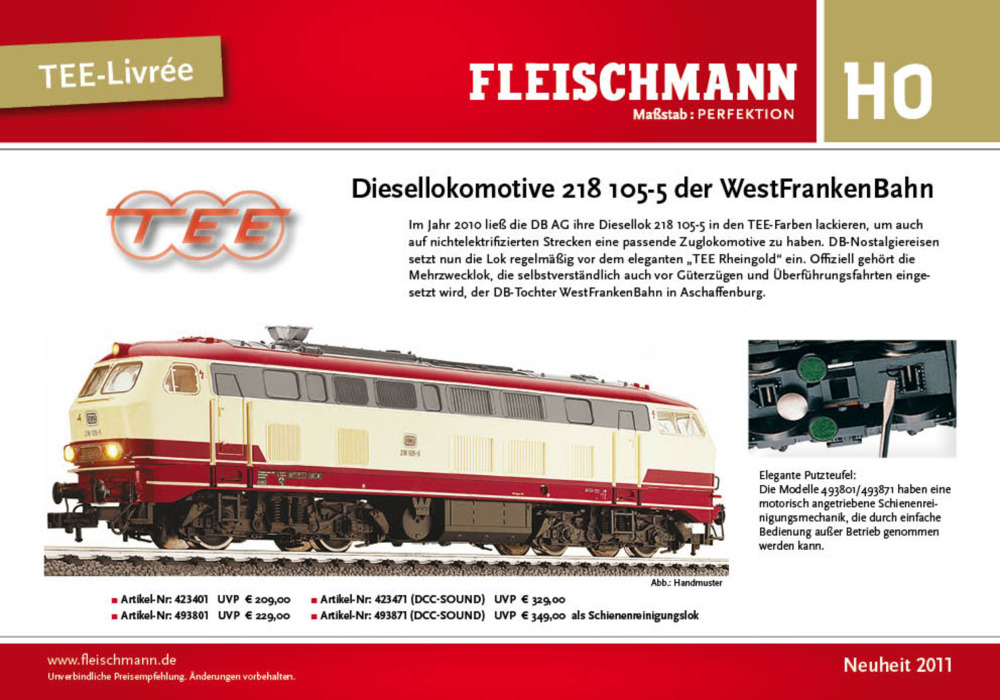 Fleischmann - Diesellokomotive 218 105-5 der WestFrankenBahn