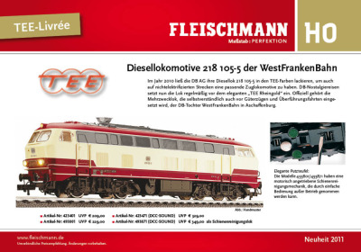 Diesellokomotive 218 105-5 der WestFrankenBahn - Fleischmann