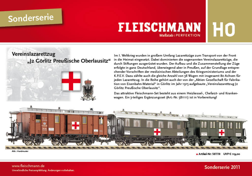 Fleischmann - Vereinslazarettzug "J2 Görlitz Preußische Oberlausitz"