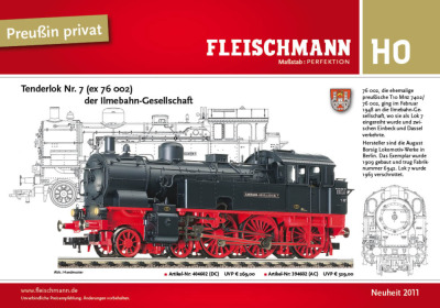 Tenderlok Nr. 7 (ex 76 002) der Ilmebahn-Gesellschaft - Fleischmann