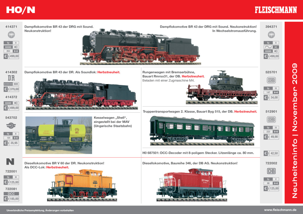 Fleischmann - Neuheiteninfo November 2009