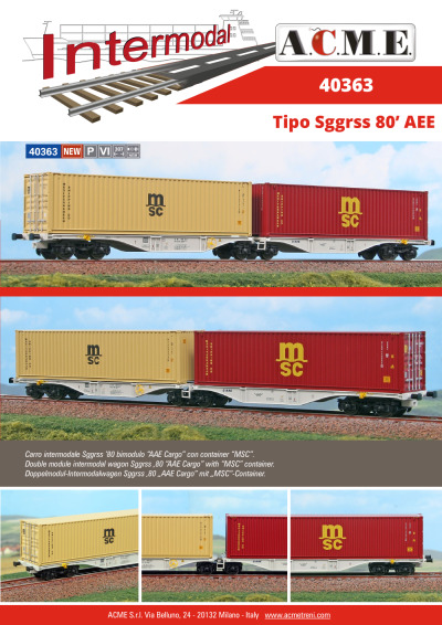 Sggrss 80' "AAE Cargo" freight wagon (ref. 40363) - ACME - Anonima Costruzioni Modellistiche Esatte