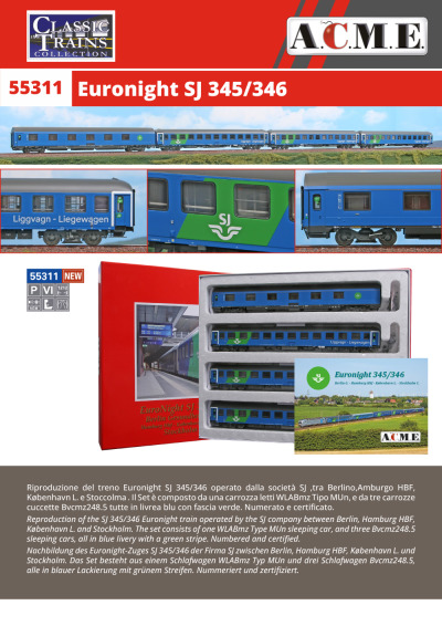 SJ - Euronight 345/346 (ref. 55311) - ACME - Anonima Costruzioni Modellistiche Esatte