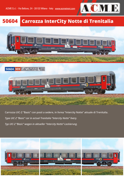 Carrozza "InterCity Notte" di Trenitalia (ref. 50604) - ACME - Anonima Costruzioni Modellistiche Esatte