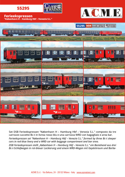 DSB - Ferieekspressen "København H – Hamburg Hbf – Venezia S.L." set (ref. 55295) - ACME - Anonima Costruzioni Modellistiche Esatte